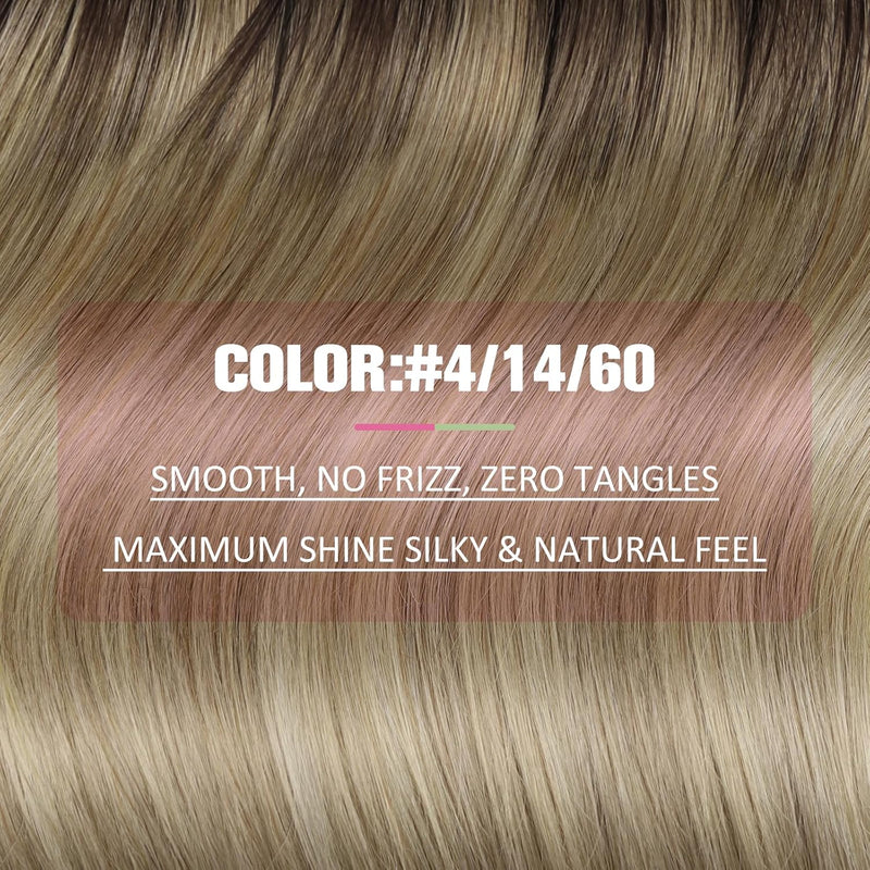 YoungSee Extensions Echthaar Tape Balayage 30cm Tape Extensions Echthaar Dunkelbraun Ombre Braun Blo