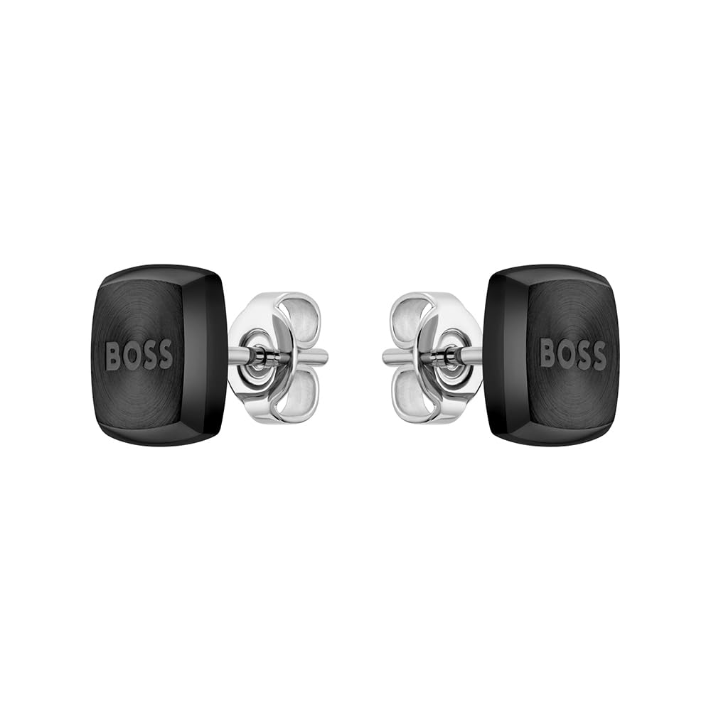 BOSS Jewelry Ohrstecker für Herren Kollektion YANN aus Edelstahl Black, Black