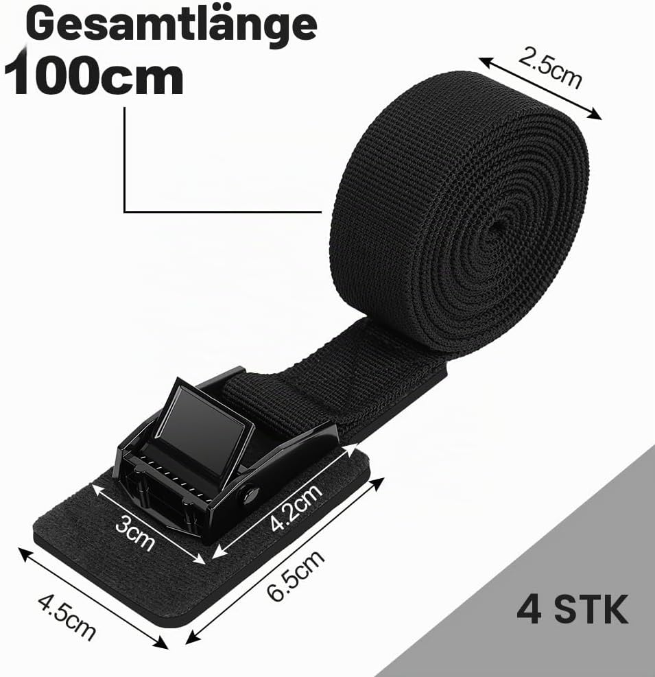 URAQT Spanngurt Befestigungsgurt, 4 x 250kg 1M sRatschenspanngurt Breite 25mm Zurrgurt mit Gepolster