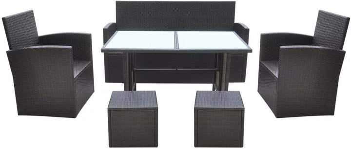 Tidyard 18-teilig Gartengarnitur Poly Rattan Sitzgruppe Gartengruppe Essgruppe mit Sitzpolster PE-Ra