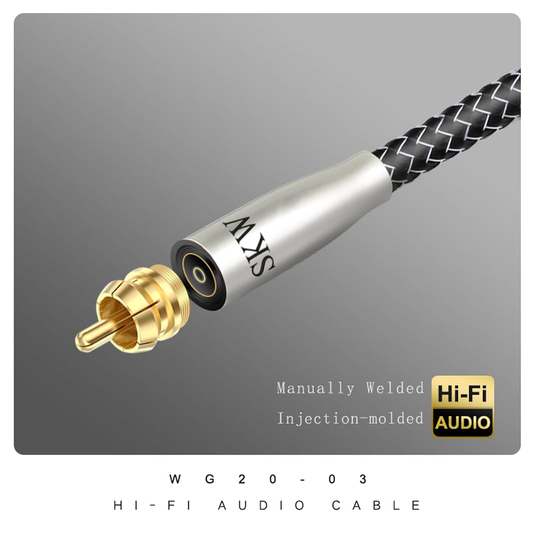 SKW High End Cinch RCA Digitales Koaxialkabel, Kupfer und Silberlitzendrähte Cinch auf Cinch S/PDIF