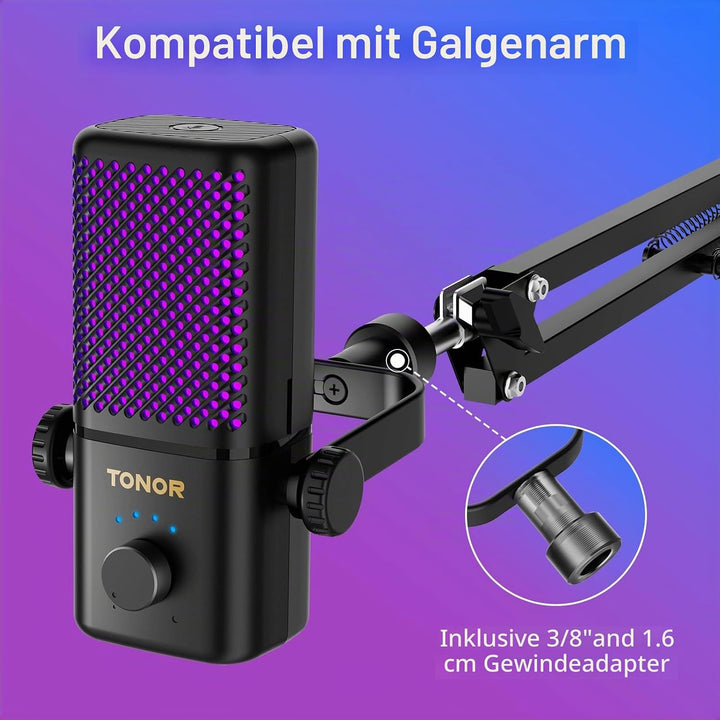 TONOR Gaming Mikrofon Kabellos, Kompatibel mit Xbox &amp; Capture Karten, Xbox mikrofon mit RGB/Überwach