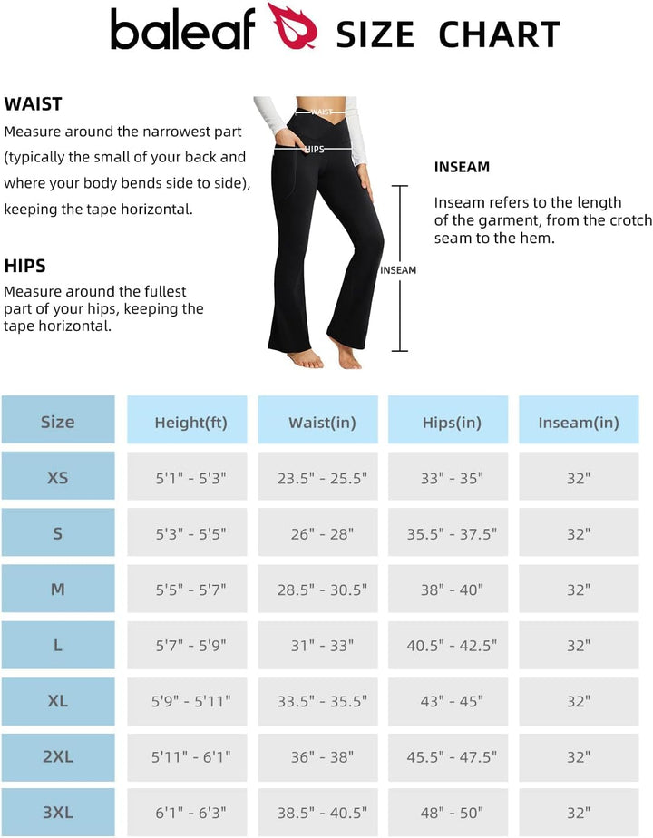 BALEAF Damen Yoga Hose mit Taschen High Waisted Flare Leggings Casual Workout Weite Beinhose M Aa-sc