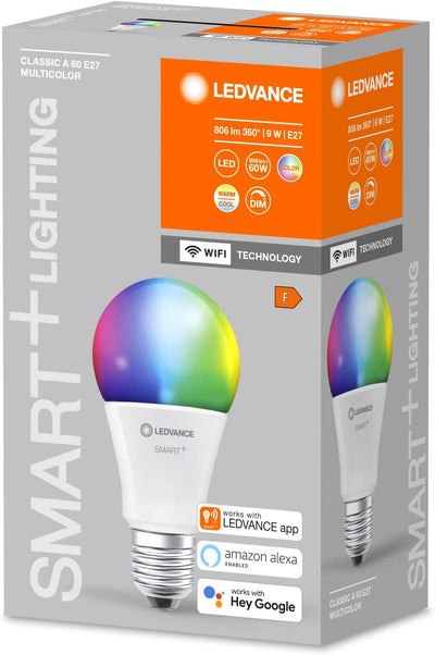 LEDVANCE Smarte LED-Lampe mit WiFi Technologie, Sockel E27, Dimmbar, Lichtfarbe änderbar (2700-6500K