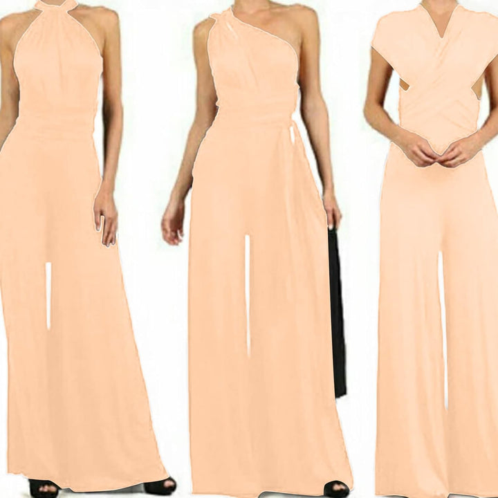 Ansenesna Jumpsuit Damen Sommer Lang Elegant Weites Bein Overall Frauen Rückenfrei V Ausschnitt Einf