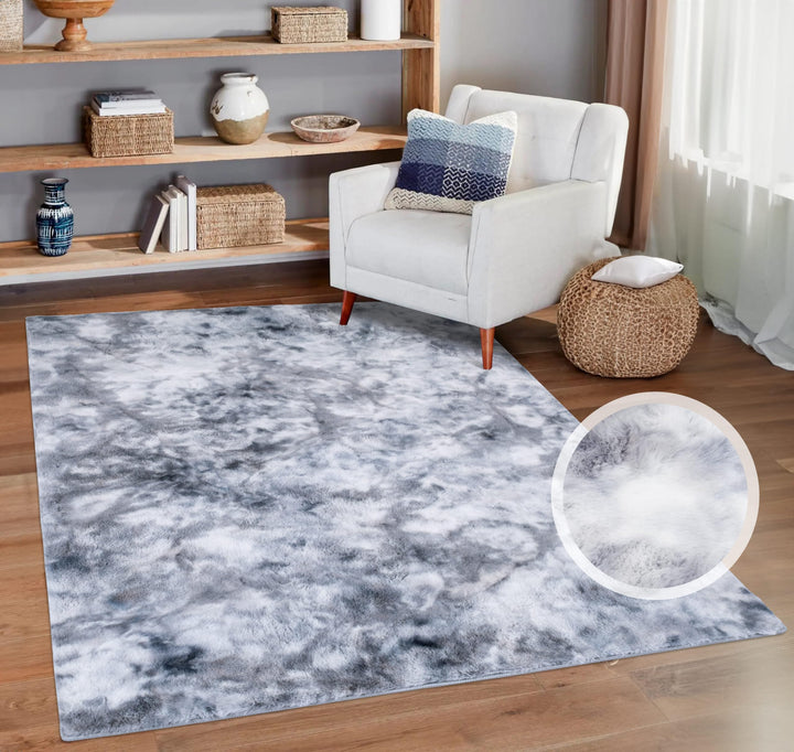 carpet city Teppich Hochflor Wohnzimmer - Einfarbig Grau-Silber 120x170 cm Rechteckig - Weicher Wohn