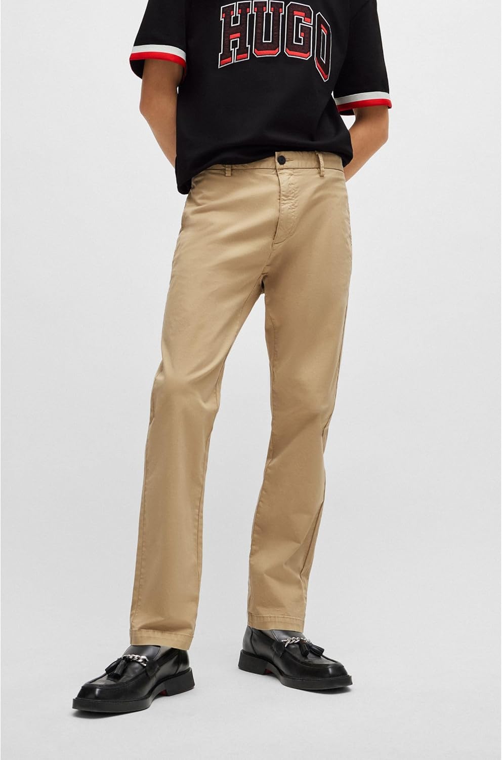 HUGO Herren David222D Slim-Fit Chino aus elastischer Baumwoll-Gabardine 33W / 34L Medium Beige264, 3