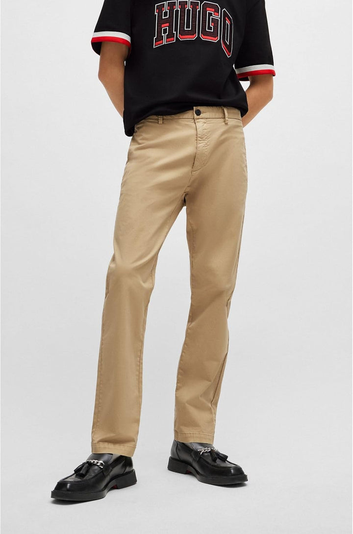 HUGO Herren David222D Slim-Fit Chino aus elastischer Baumwoll-Gabardine 33W / 34L Medium Beige264, 3