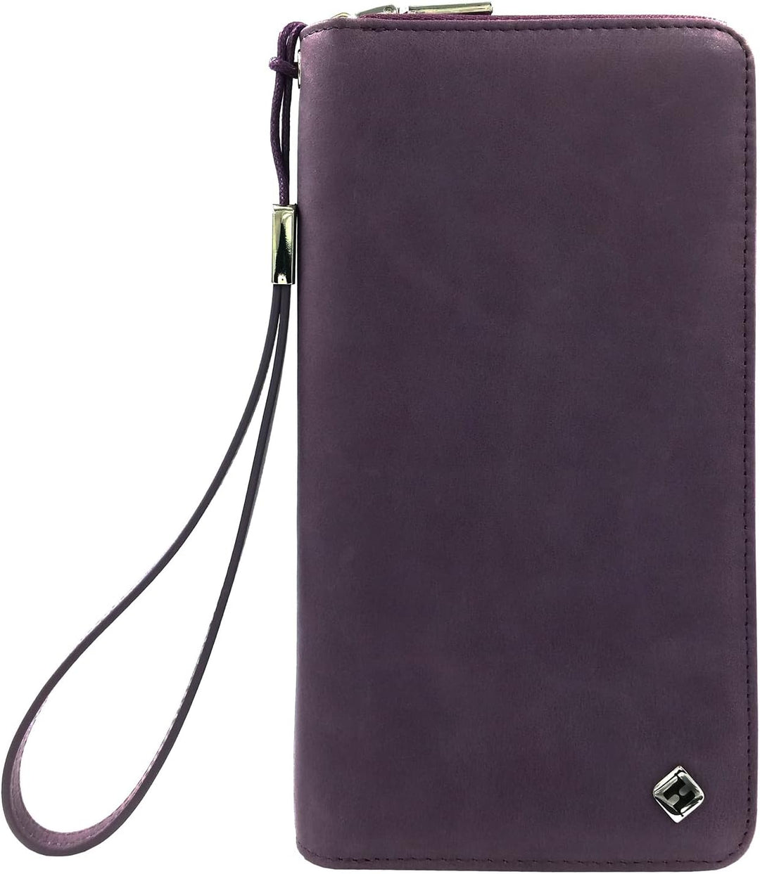 Damen Portemonnaie Leder lila gross lang, RFID Schutz, Münzfach, viele Fächer Handyfach - Clutch Gel