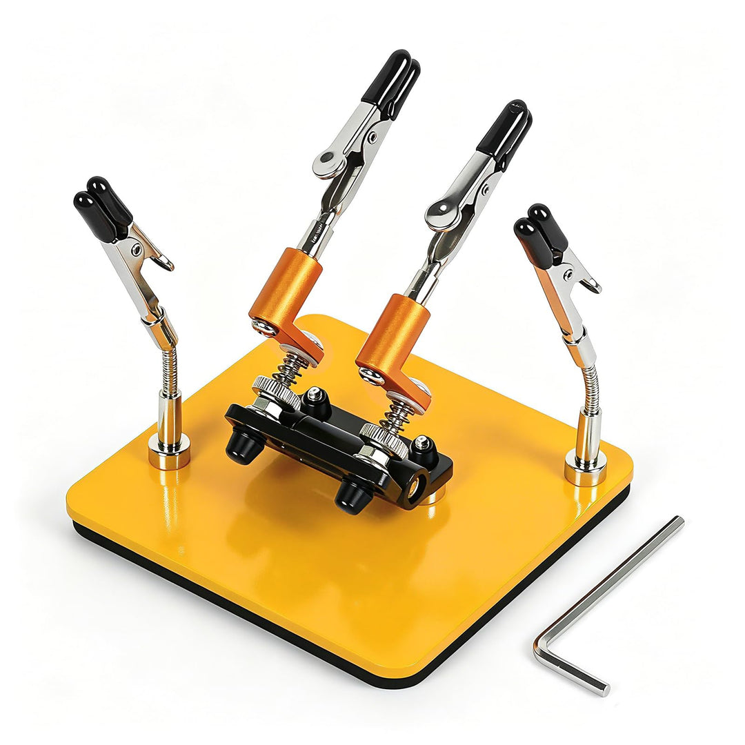 Magnetische helfende Hände Lötstation mit 10 x 10 cm stabiler Basis, 4 flexiblen Armen Löthilfe– 360