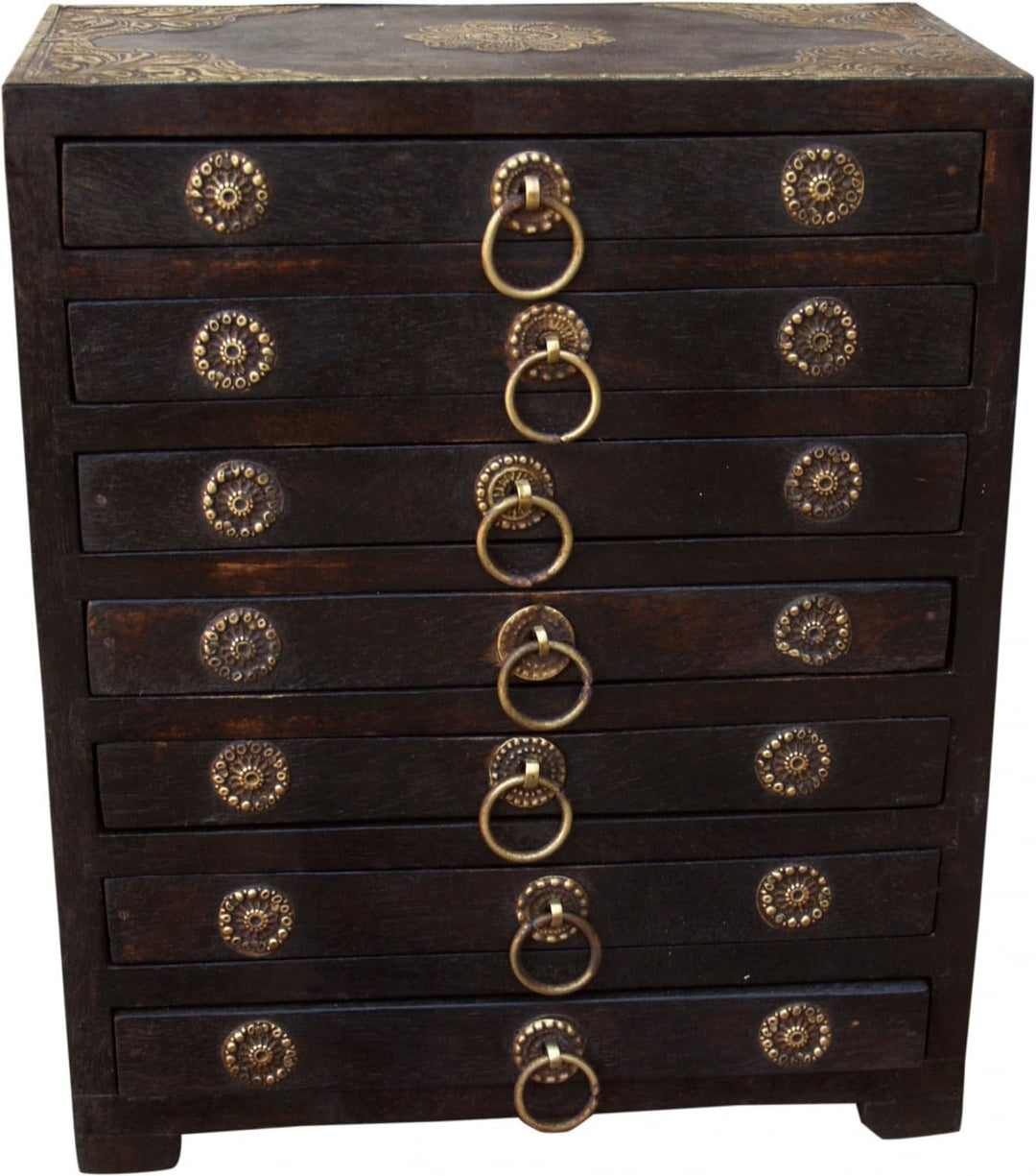 GURU SHOP Schubfachschränkchen, Apothekerschränkchen, Schmuck Schränkchen - Modell 1, Braun, 32x23x1