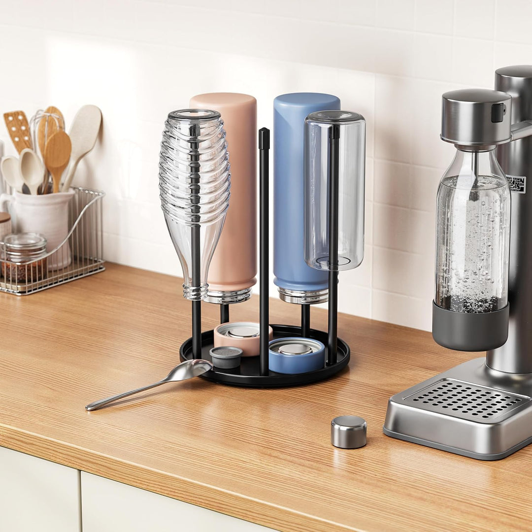 Flaschenhalter für SodaStream Crystal – Keramik Abtropfständer mit Abtropfgestell und Abtropfwanne f