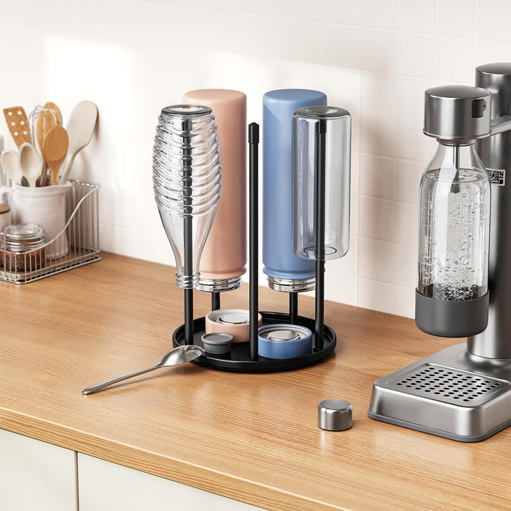 Flaschenhalter für SodaStream Crystal – Keramik Abtropfständer mit Abtropfgestell und Abtropfwanne f