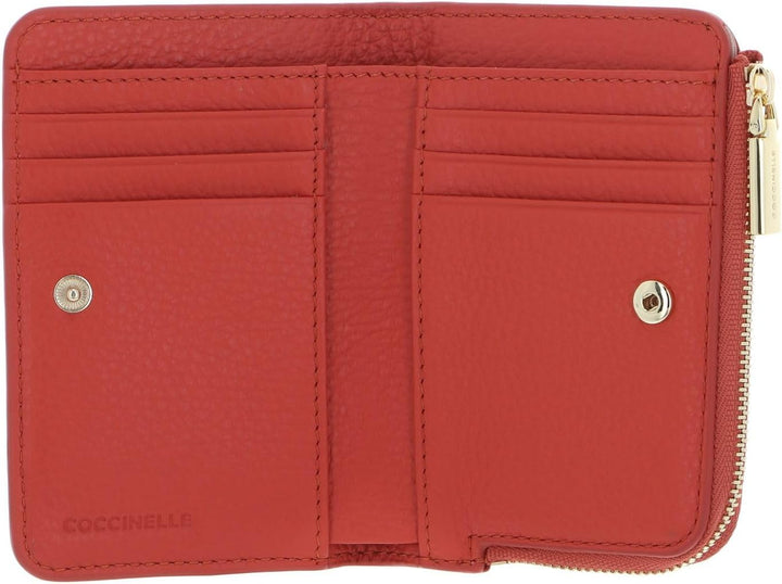 Coccinelle Leder Geldbörse Metallic Soft Wallet Grained Leather Grenadine Red hellrot Grenadine Red