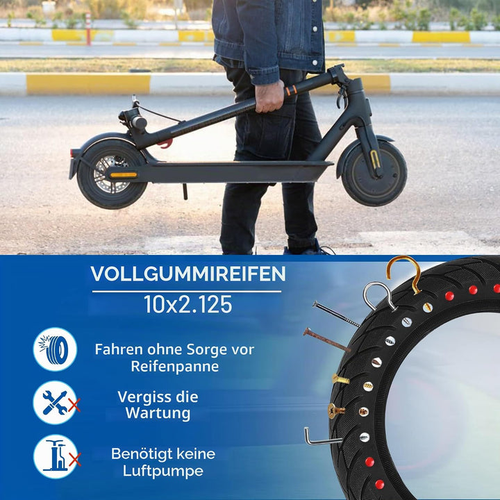 ANSENI 10 zoll e-scooter reifen,Vollreifen 10X2,125 Ersatzreifen für Vivobike S2 Max,S3 Max,Scooter