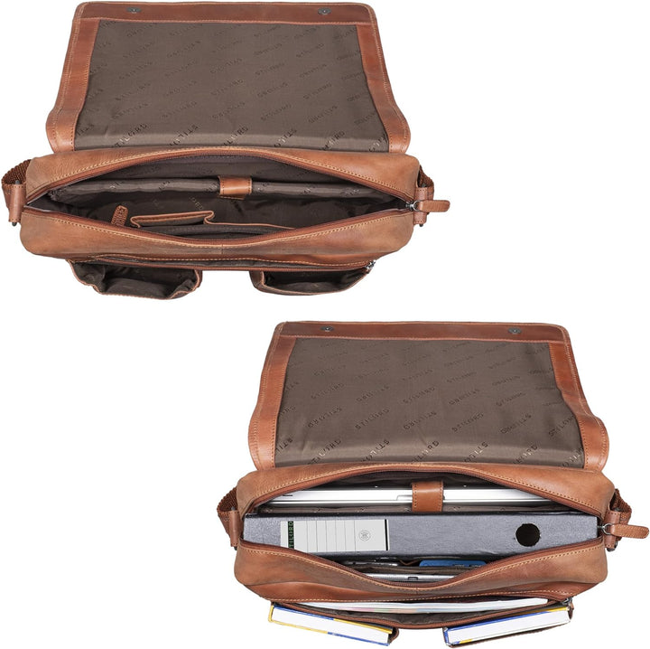 STILORD 'Curtis' Umhängetasche Leder als Messenger Bag oder Aktentasche Vintage Laptoptasche 15,6 Zo