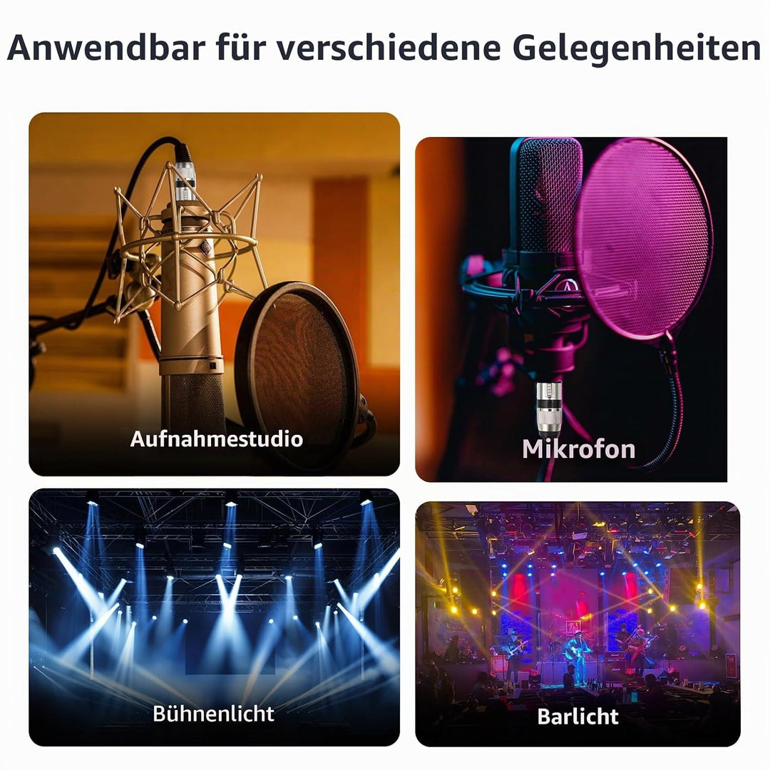 XLR Mikrofonkabel, Nylongeflecht Premium Symmetrisches XLR Kabel, 3 Pin DMX Microphone Connection Ca