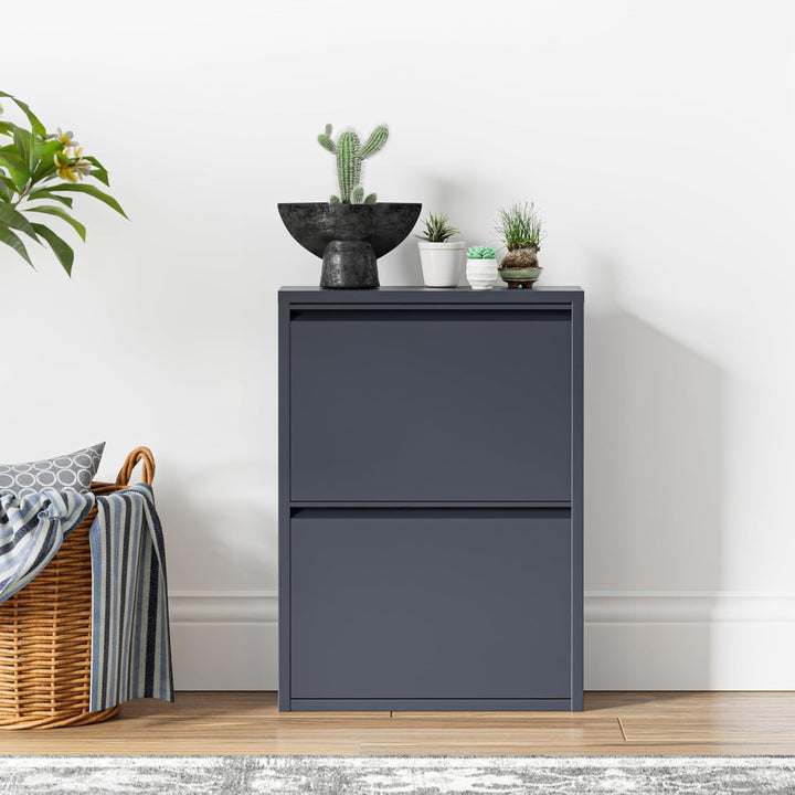 [en.casa] Schuhschrank Sokndal Schuhkipper mit 2 Klappen Metall Schuhkommode für 4 Paar Schuhe 71 x