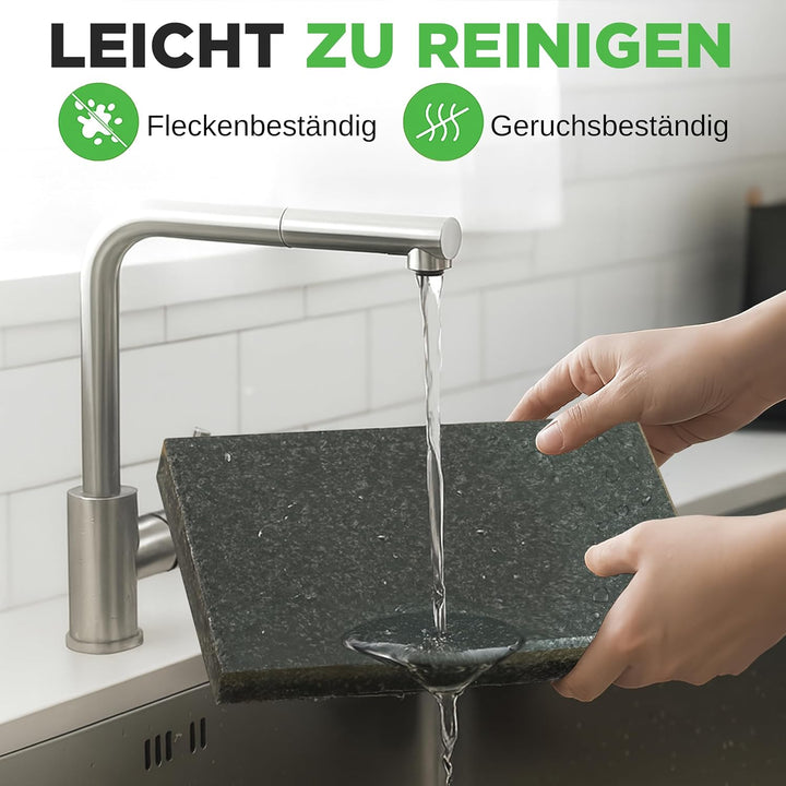 NutriChef Heisser Stein Grillplatte – Tischgrill-Set mit Bambus und Keramik Ideal für Steak und Dinn