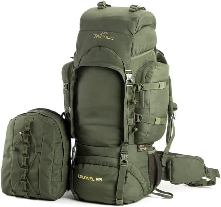 Tripole Rucksack Der Colonel-Serie Mit Innenrahmen - Mit Abnehmbarem Tagesrucksack Und Regenhülle 95
