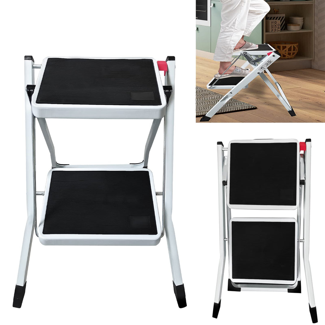 2 Stufen Klappstufen Trittleiter,Leichte Stehleiter Mini Leiter Klapptritt Trittleiter Haushaltsleit
