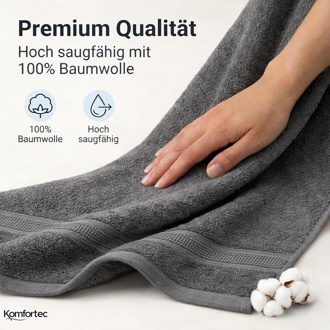 Komfortec 8er Handtuch Set aus 100% Baumwolle, 4 Badetücher 70x140 und 4 Handtücher 50x100 cm, Frott