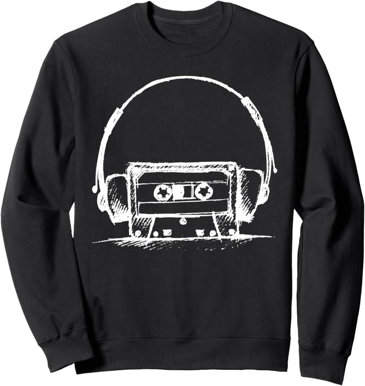 90s 80s Retro Vintage Kassette Kopfhörer Walkman Musik Sweatshirt