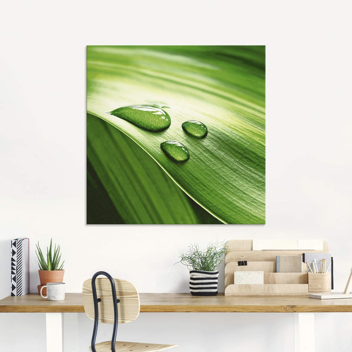 ARTland Glasbilder Wandbild Glas Bild einteilig 45x60 cm Hochformat Natur Pflanzen Blätter Wassertro