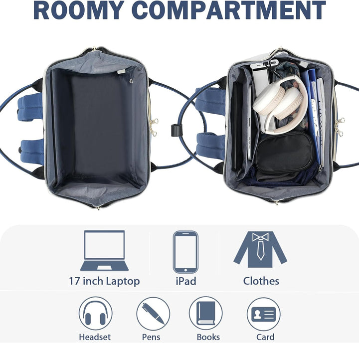 KROSER Laptop-Rucksack Damen 17 Zoll Business Reiserucksack Wasserdicht mit Hartgeschältem Sicherhei