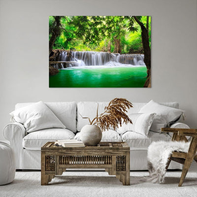 Bilder auf Leinwand 100x70cm Leinwandbild Wasser Park Natur Landschaft Gross Wanddeko Bild Schlafzim