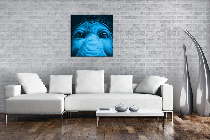 deyoli indische Elefanten Gottheit Format: 70x70 Effekt: Monocrome Blau als Leinwand, Motiv fertig g