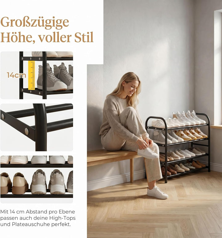 URMONA Erweiterbares Schuhregal, Platzsparend Schuhregal Klein, Adjustable &amp; Expandable 43 to 78 cm,