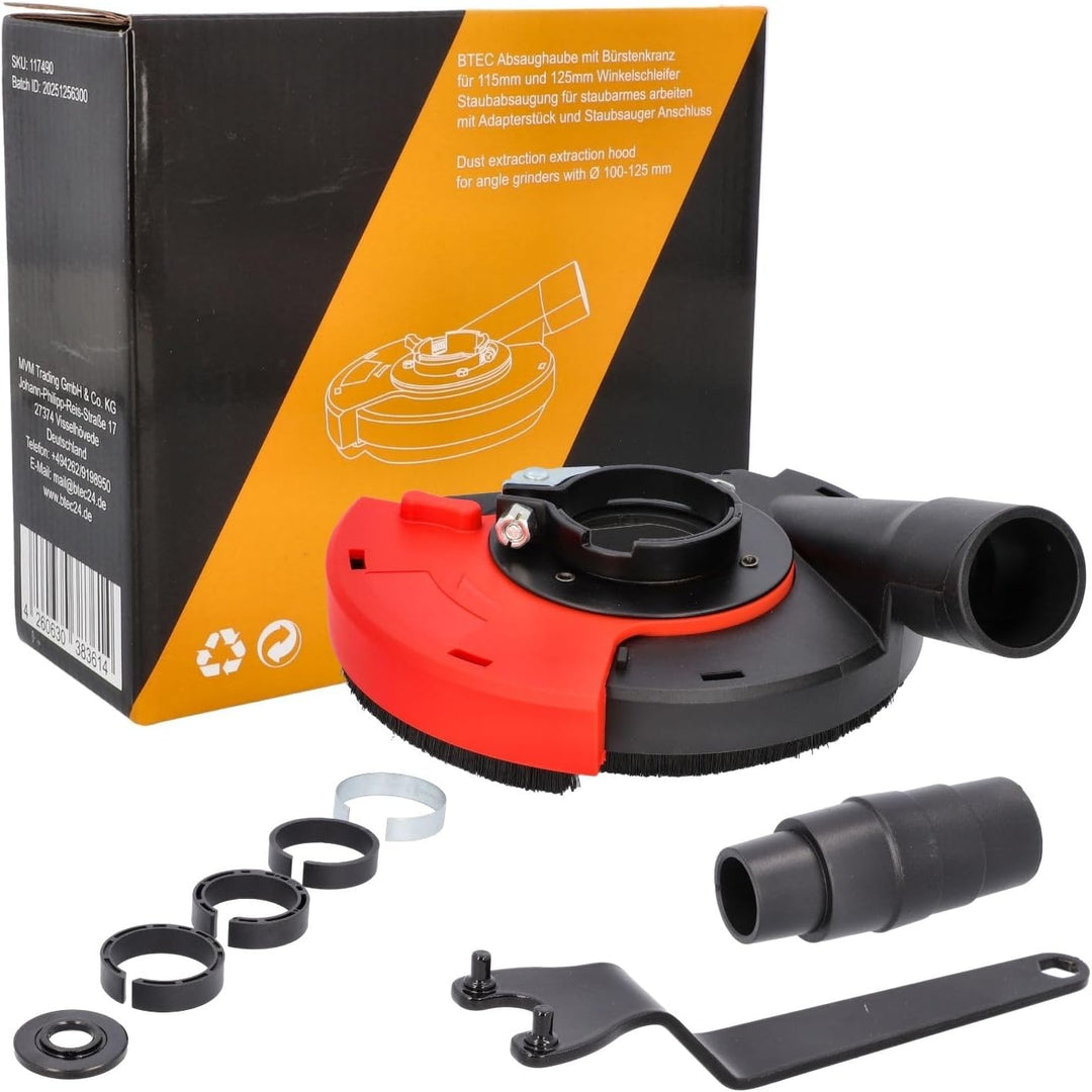 BTEC Staubabsaugung Absaughaube für Winkelschleifer mit Bürstenkranz für Ø 100 mm 115mm 125mm - für