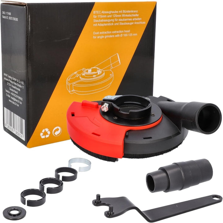 BTEC Staubabsaugung Absaughaube für Winkelschleifer mit Bürstenkranz für Ø 100 mm 115mm 125mm - für