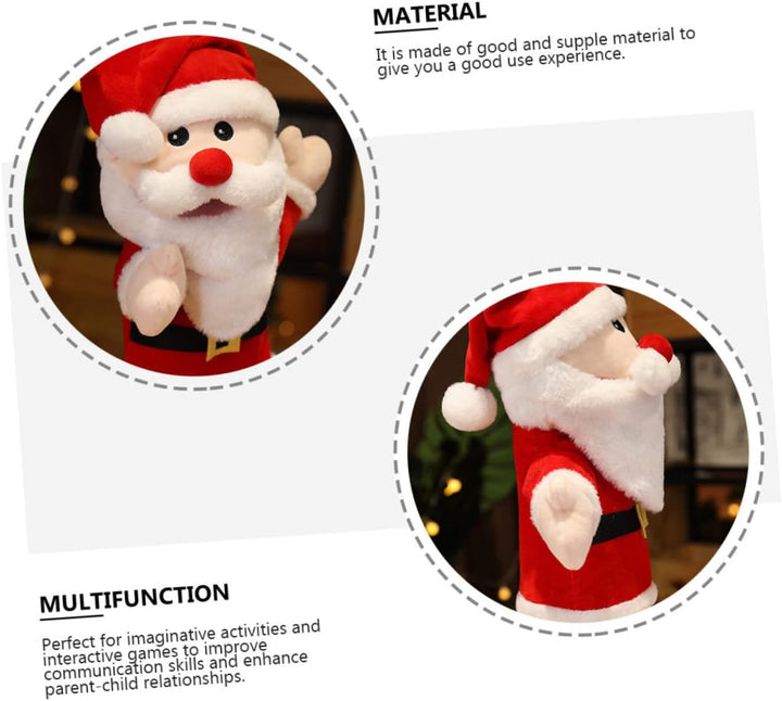 VANZACK Weicher Weihnachtsmann Handpuppe Plüschspielzeug Fingerpuppe Eltern Junge Mädchen Interaktiv