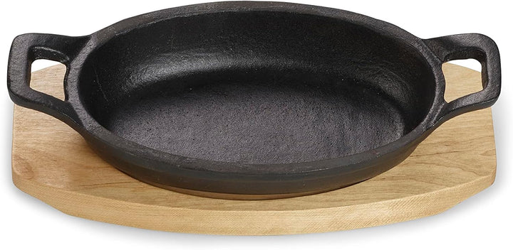 ECHTWERK Servierschale aus Gusseisen, Auflaufform mit Servierbrett, Grillpfanne, Bereits eingebrannt