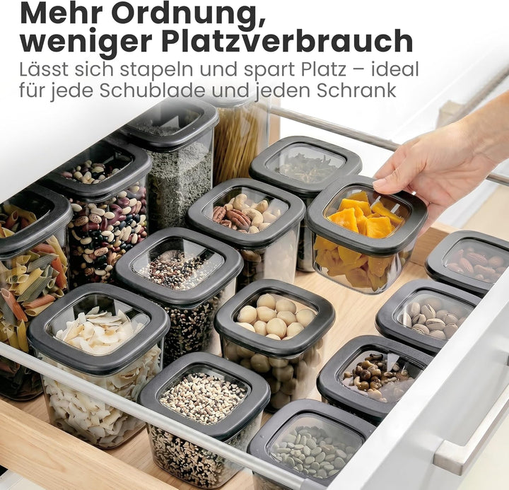 Lemontree Vorratsdosen mit Deckel Luftdicht – 3 Grössen (550/1200/ 1750 ml) – Stapelbare Aufbewahrun