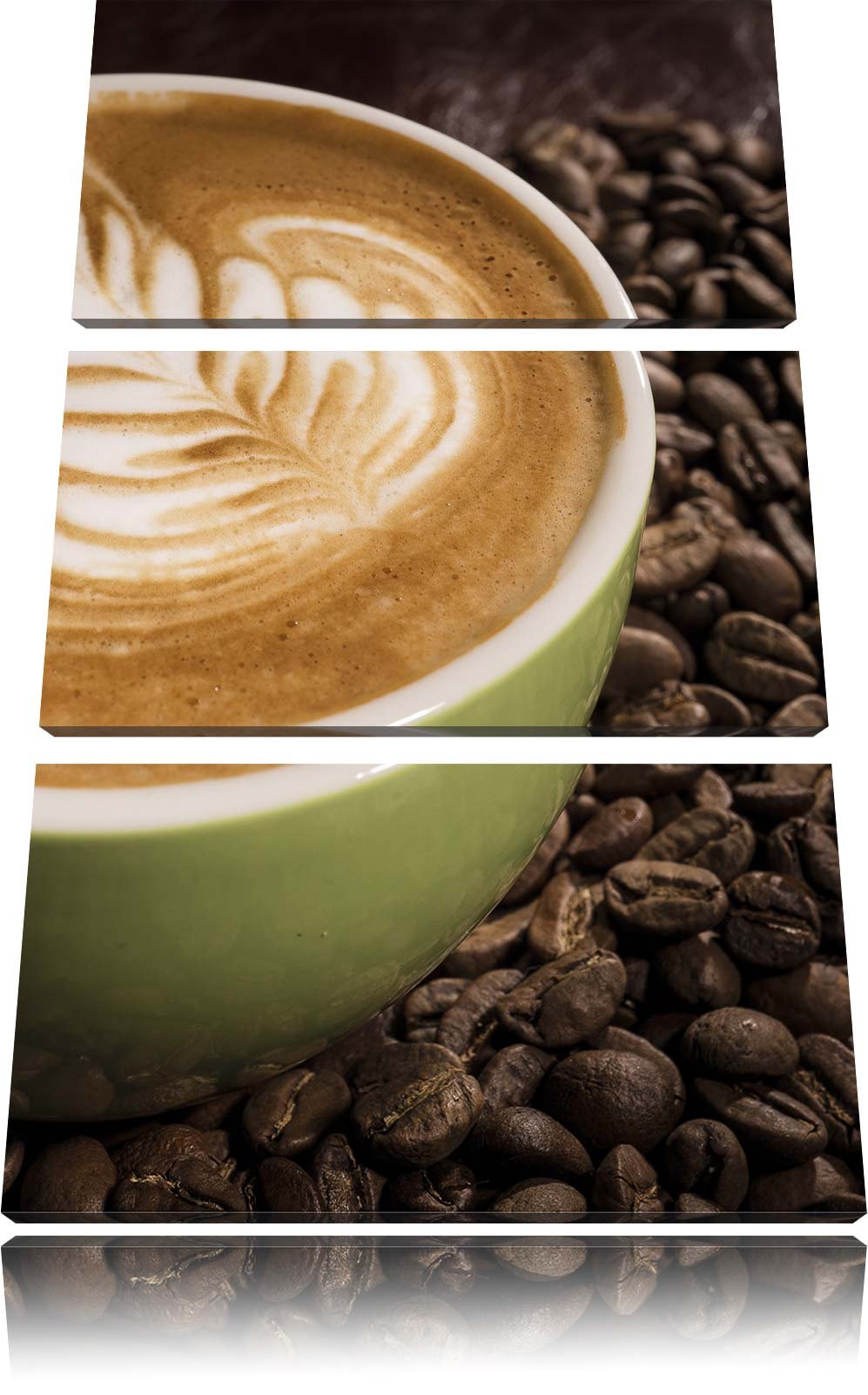 Pixxprint Coffee Cappuccino Kaffee Nachmittag als Leinwandbild/Grösse: 3 Teilig (120x80 cm) cm/Wandb
