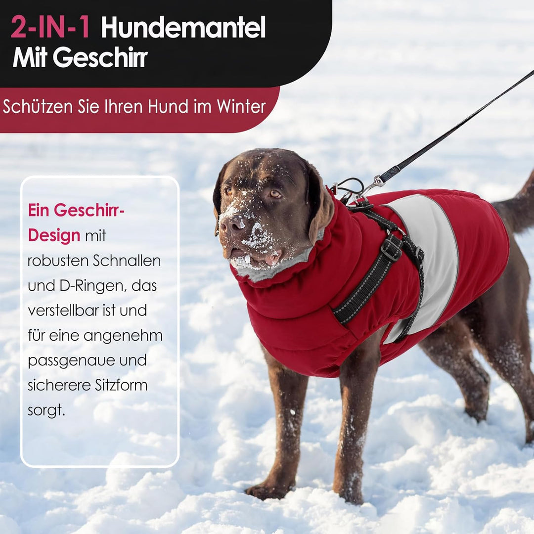 AOFITEE Hundejacke Mittelgrosse Hunde, Winter Wasserdicht Hundejacke Hundemantel mit Geschirr, Warme