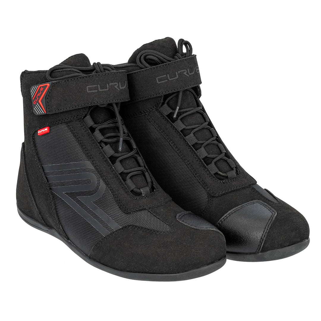 CURVE Radium Motorradstiefel, Schwarz, Micro Amara, Verstärkung und Ferse, rote und reflektierende D