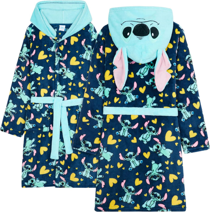 Get Trend Bademantel Mädchen, Flauschig mit Prints von Stitch und Angel, Barbie, Disney Prinzessinne