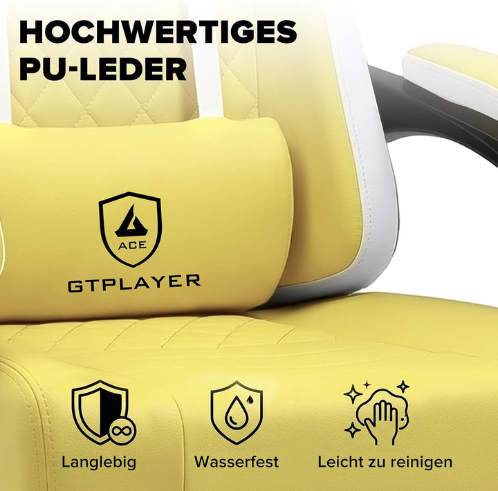 GTPLAYER Gaming Stuhl Ergonomischer Gaming Sessel Schreibtischstuhl Kunstleder, Federsitzkissen, Ver