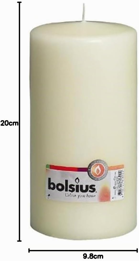 Bolsius Glatte Stumpenkerzen - Elfenbein - Set 8 Stück - Dekorative Haushaltkerzen - Länge Brenndaue