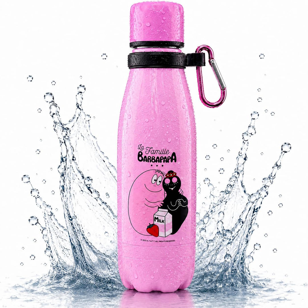 Barbapapa Trinkflasche Kinder 350 ml - Thermosflasche Edelstahl auslaufsicher BPA-frei - Isolierflas