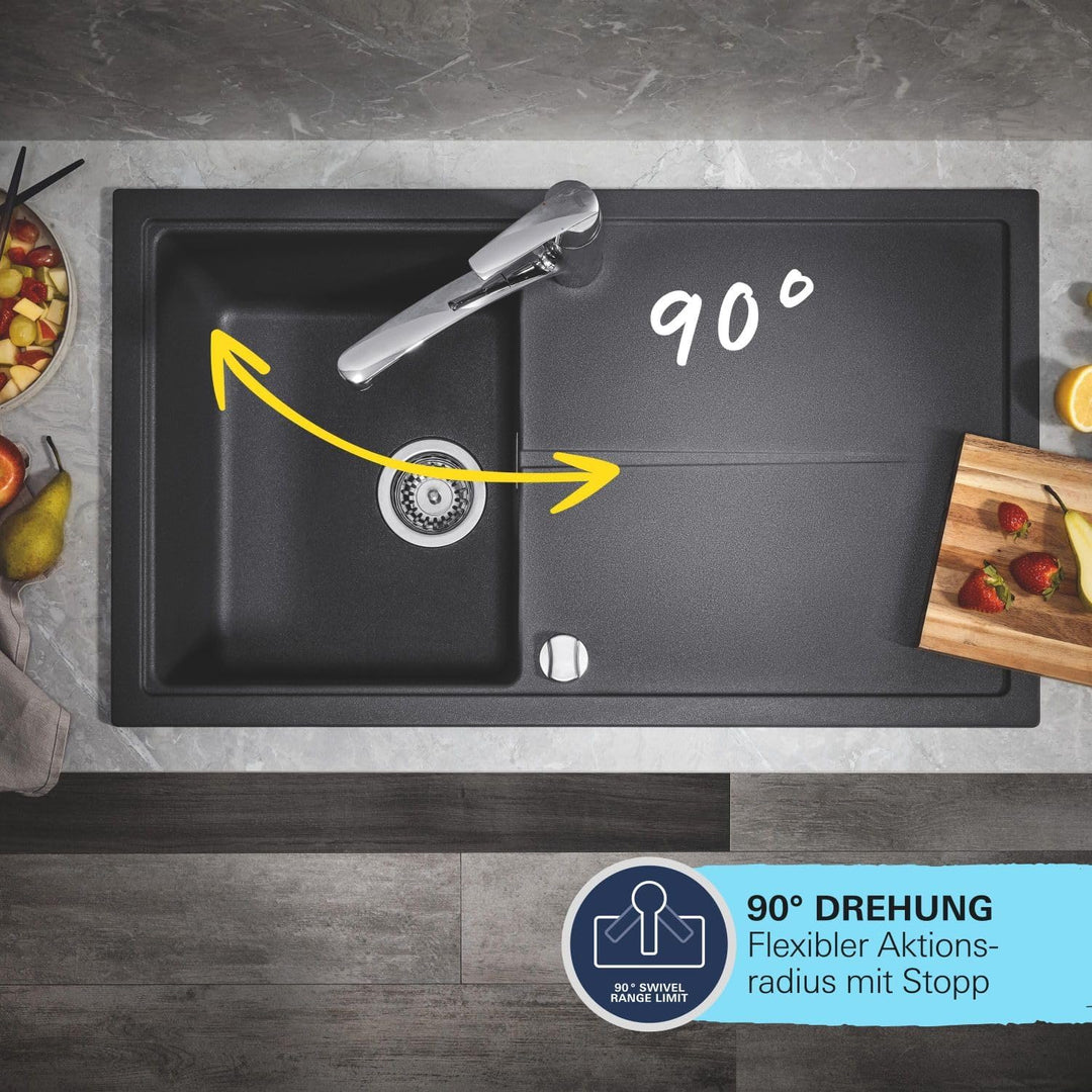 GROHE Start - Einhand-Spültischbatterie (Schwenkbereich 90°, Laminarstrahl/SpeedClean Brausestrahl,