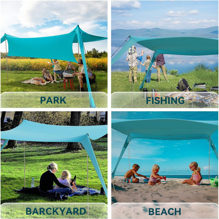 Strandzelt Sonnenschutz Strand zelte strandmuschel Muschel UPF50+ mit Sandschaufel, Erdnägeln und St