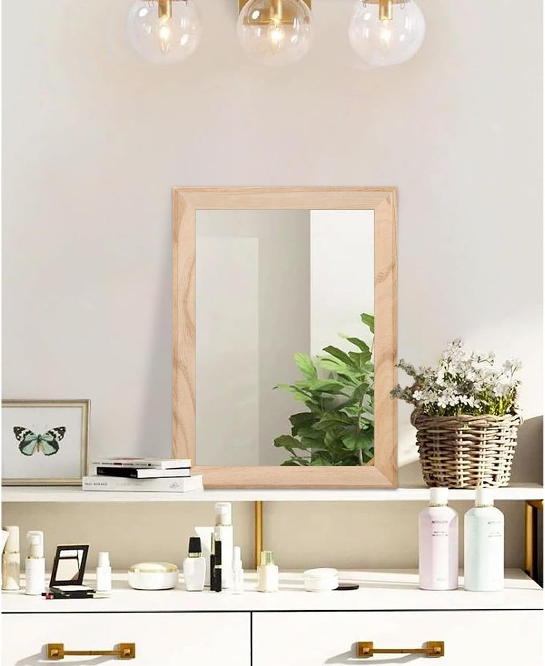 AAZZKANG Spiegel Wand Rustikaler Holzrahmen Vintage Spiegel Badezimmer Schlafzimmer Dekorative Recht