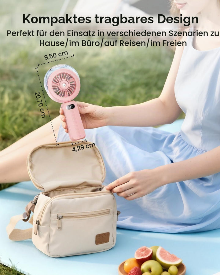 Otlonpe Handventilator Mit Wasserkühlung, 4000mAh Hand Ventilator Akku Aufladbar Mit Wasser, Leistun