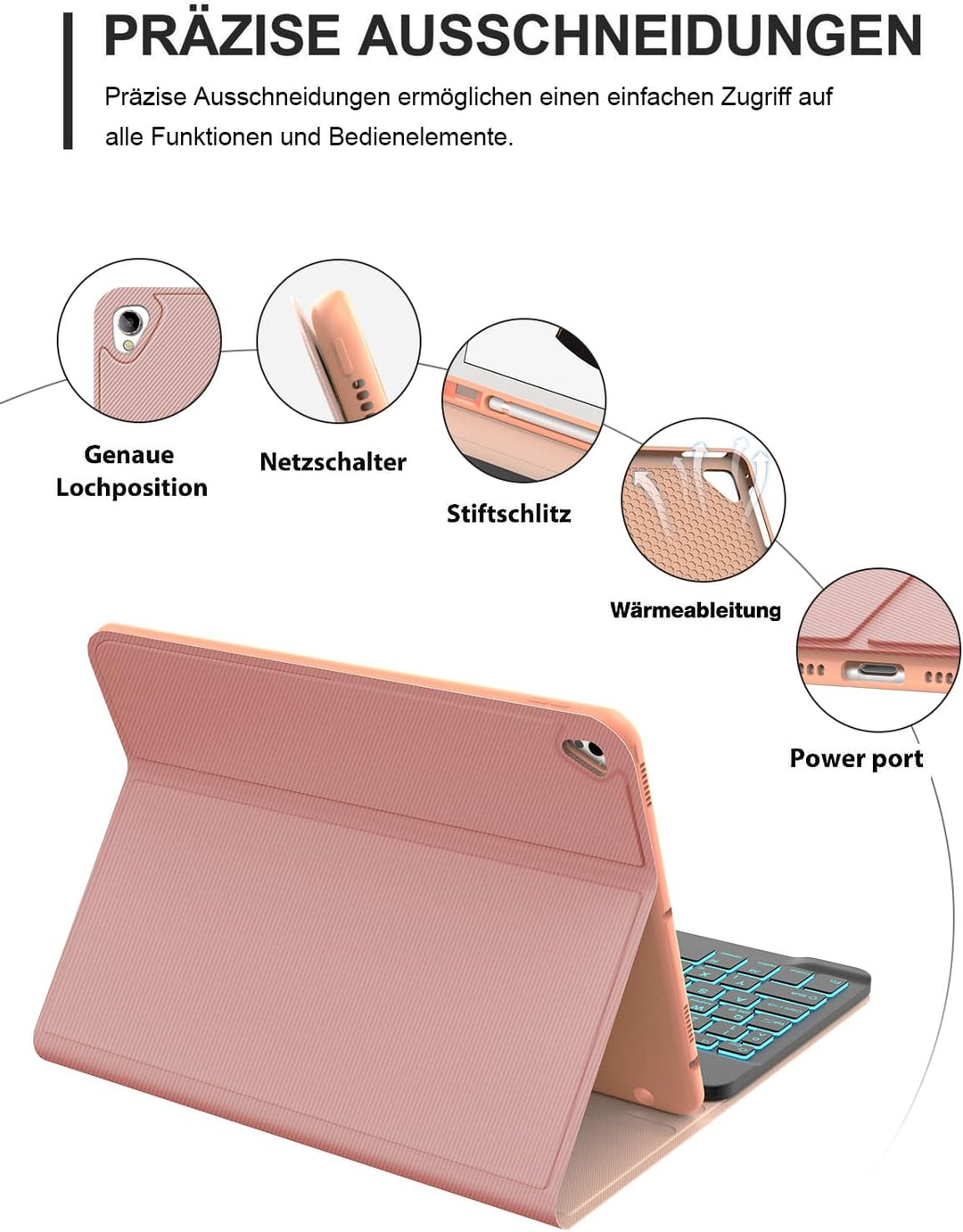 IVEOPPE iPad 9. Generation Hülle mit Tastatur, iPad 10.2 Hülle mit Tastatur, Bluetooth QWERTZ iPad 9