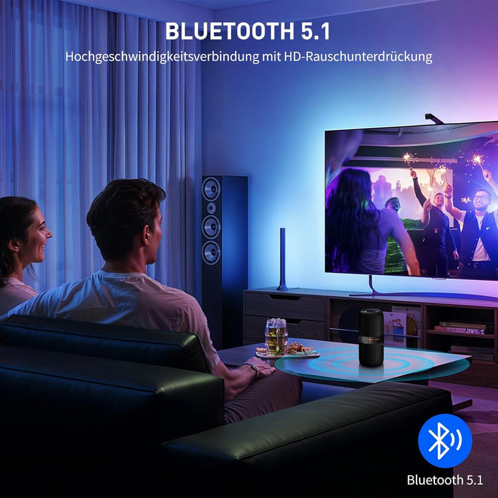 HUO JI IPX5 wasserdicht, staubdicht, RGB Beleuchtung, AUX/TF,Kabellos Box mit 40W TWS Stereo,30 Stun